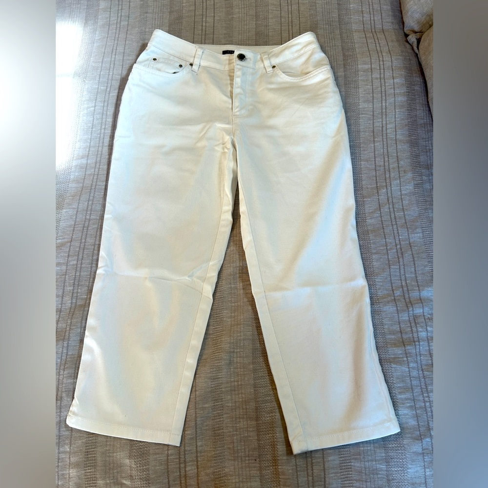Jones NY Signature Petite White Crop Pants